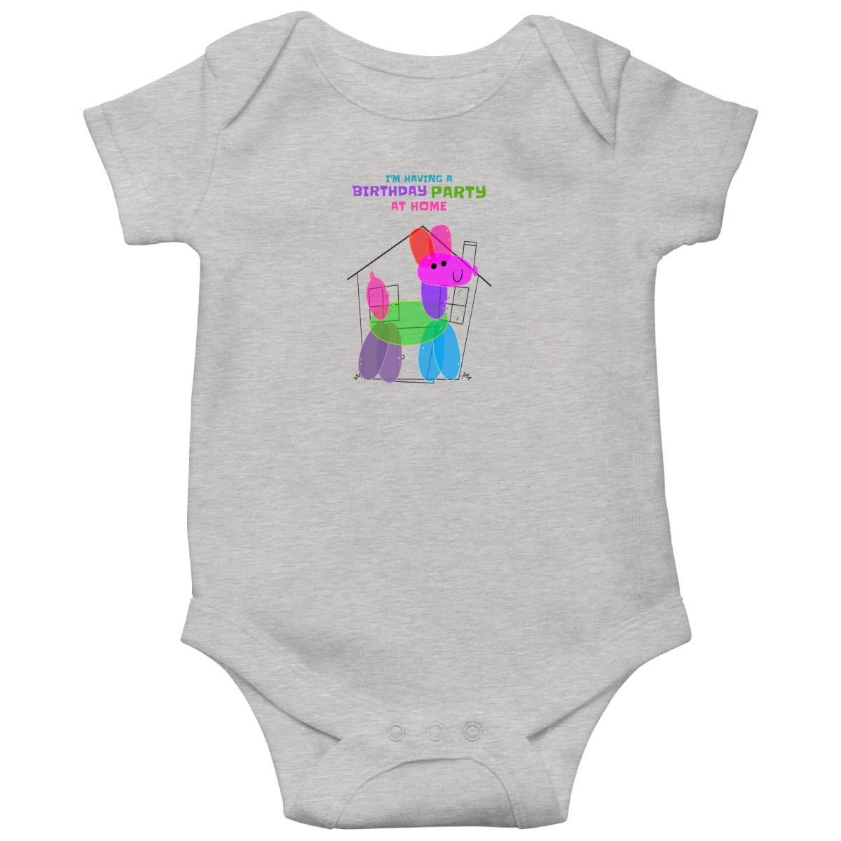 I'm having a birthday party at home  Baby Bodysuits | Gray