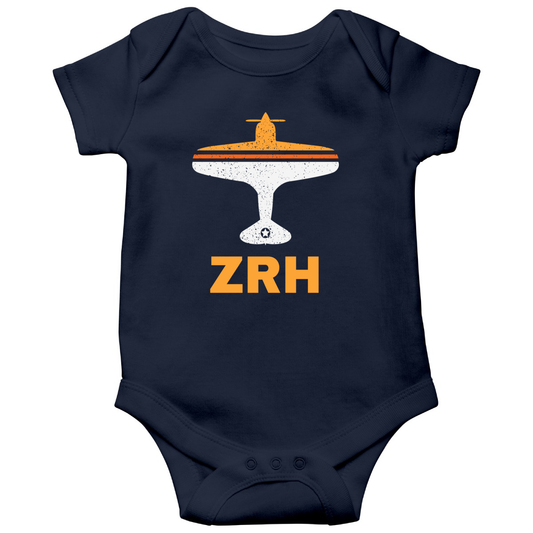 Fly Zurich ZRH Airport Baby Bodysuits | Navy