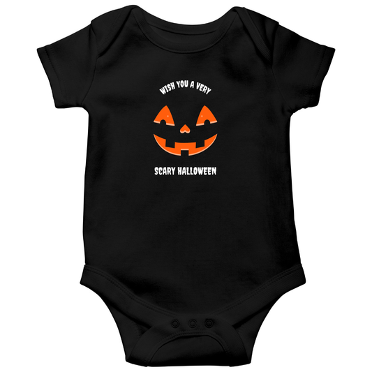 Wish You a Very Scary Halloween Baby Bodysuits | Black