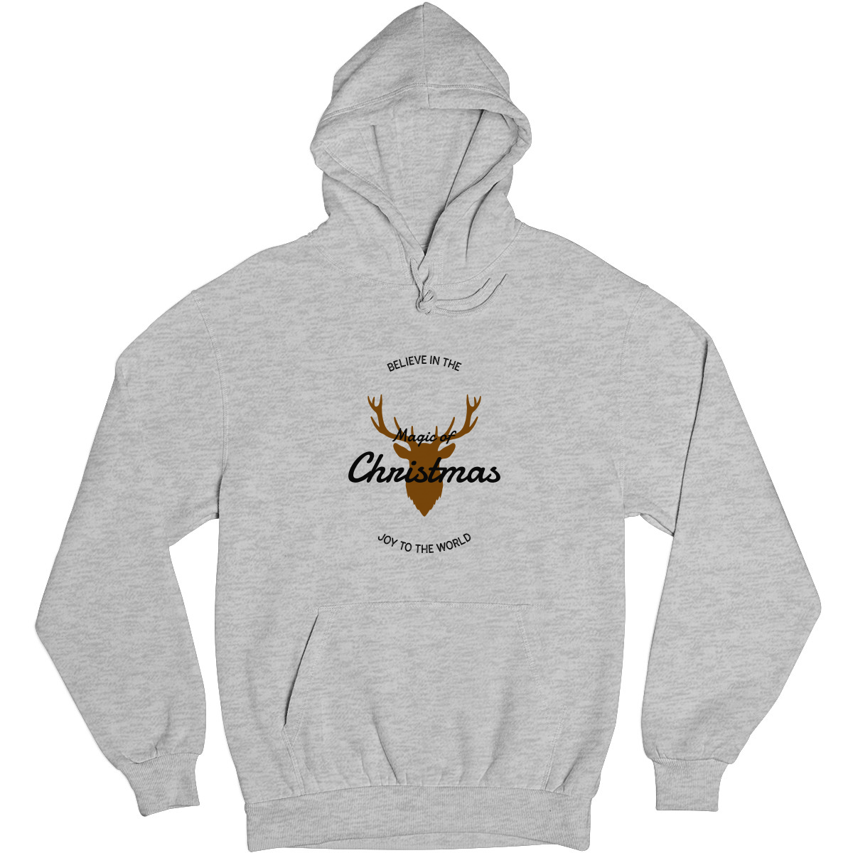 Believe in the Magic of Christmas Joy to the World Unisex Hoodie | Gray