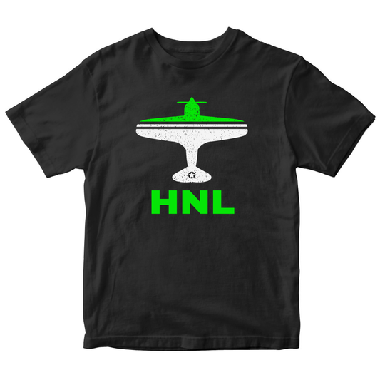 Fly Honolulu HNL Airport Kids T-shirt | Black