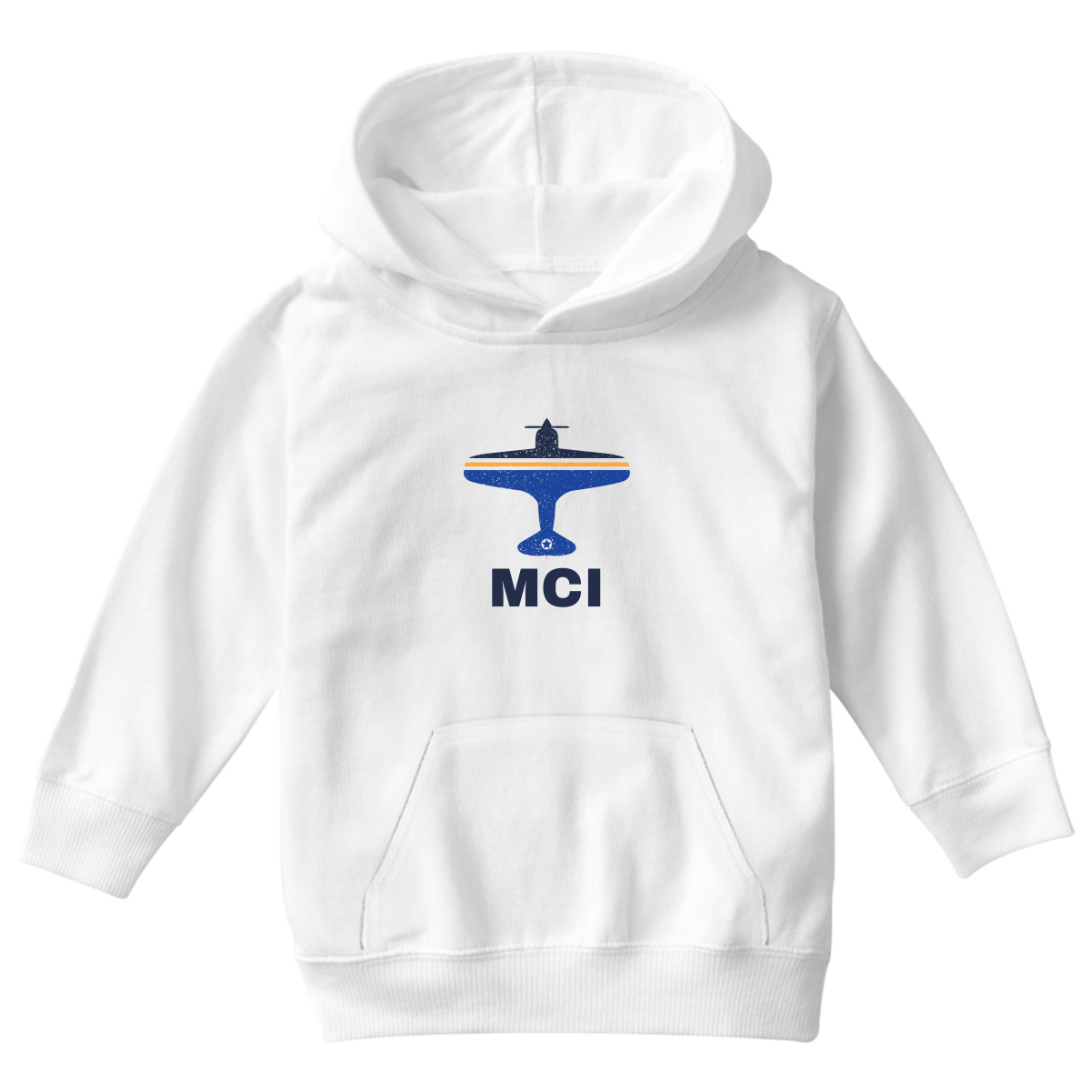 Fly Kansas City MCI Airport Kids Hoodie | White