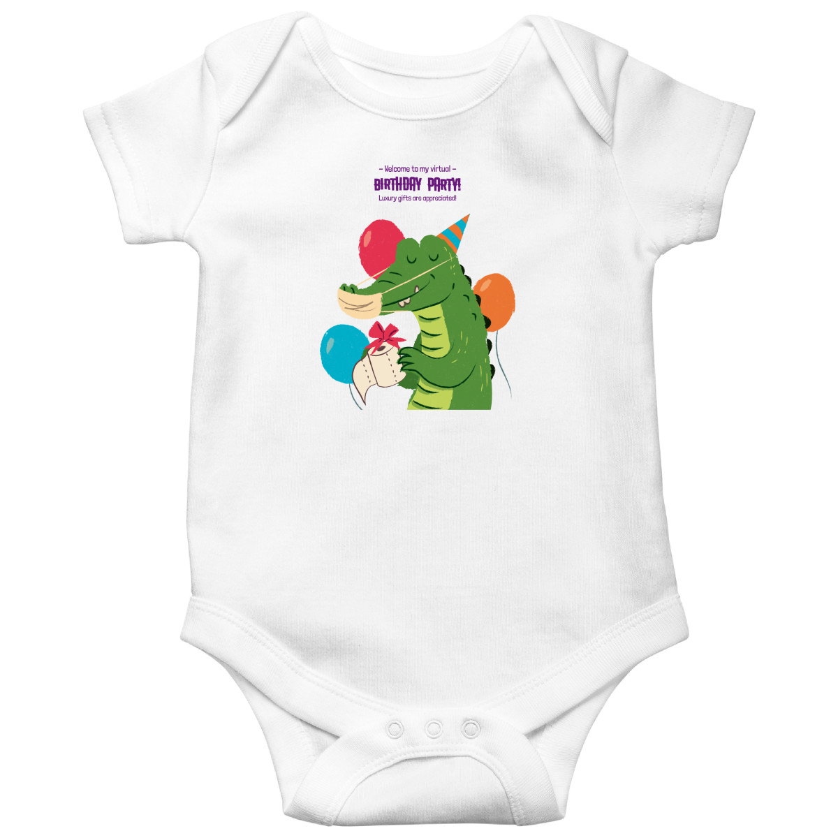 Welcome to My Virtual Birthday Party Baby Bodysuits | White