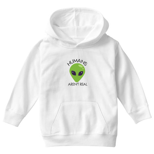 Humans Aren't Real Kids Hoodie | White