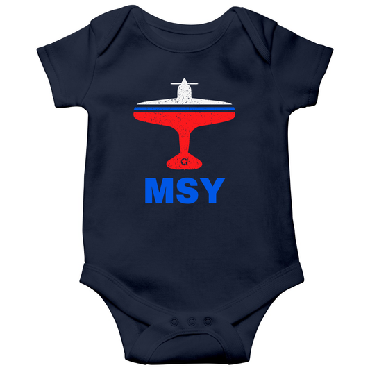 Fly New Orleans MSY Airport Baby Bodysuits | Navy
