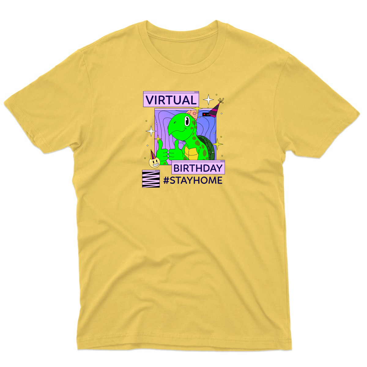 Virtual Party Stay Home Men's T-shirt | Yellow