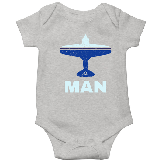 Fly Manchester MAN Airport Baby Bodysuits | Gray