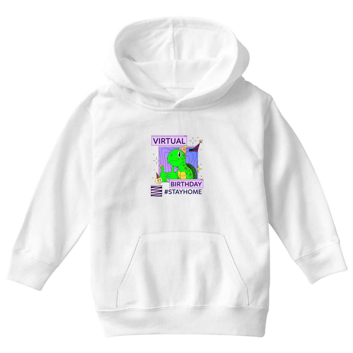 Virtual Party Stay Home Kids Hoodie | White