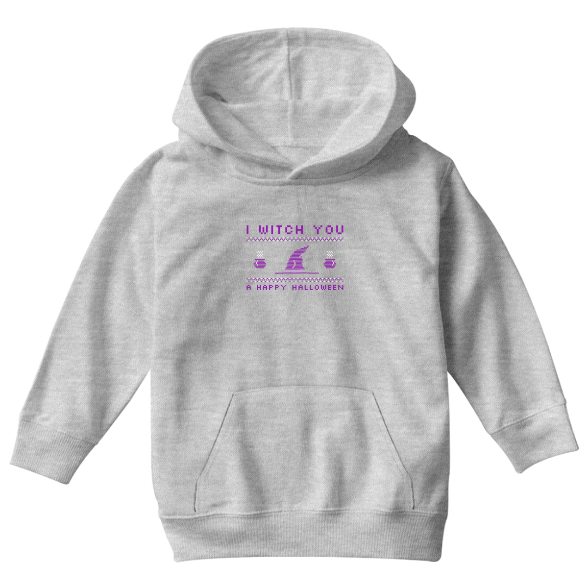 I Witch You a Happy Halloween Kids Hoodie | Gray