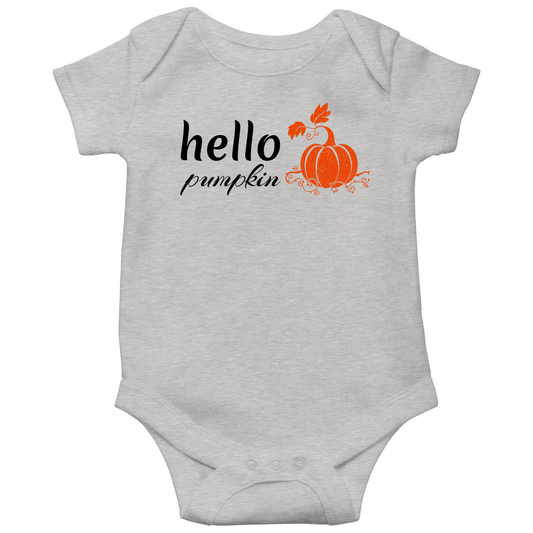 Hello Pumpkin Baby Bodysuits | Gray