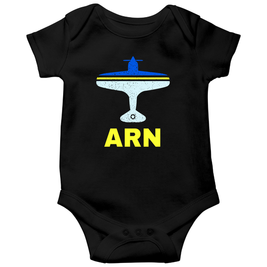 Fly Stockholm ARN Airport  Baby Bodysuits | Black