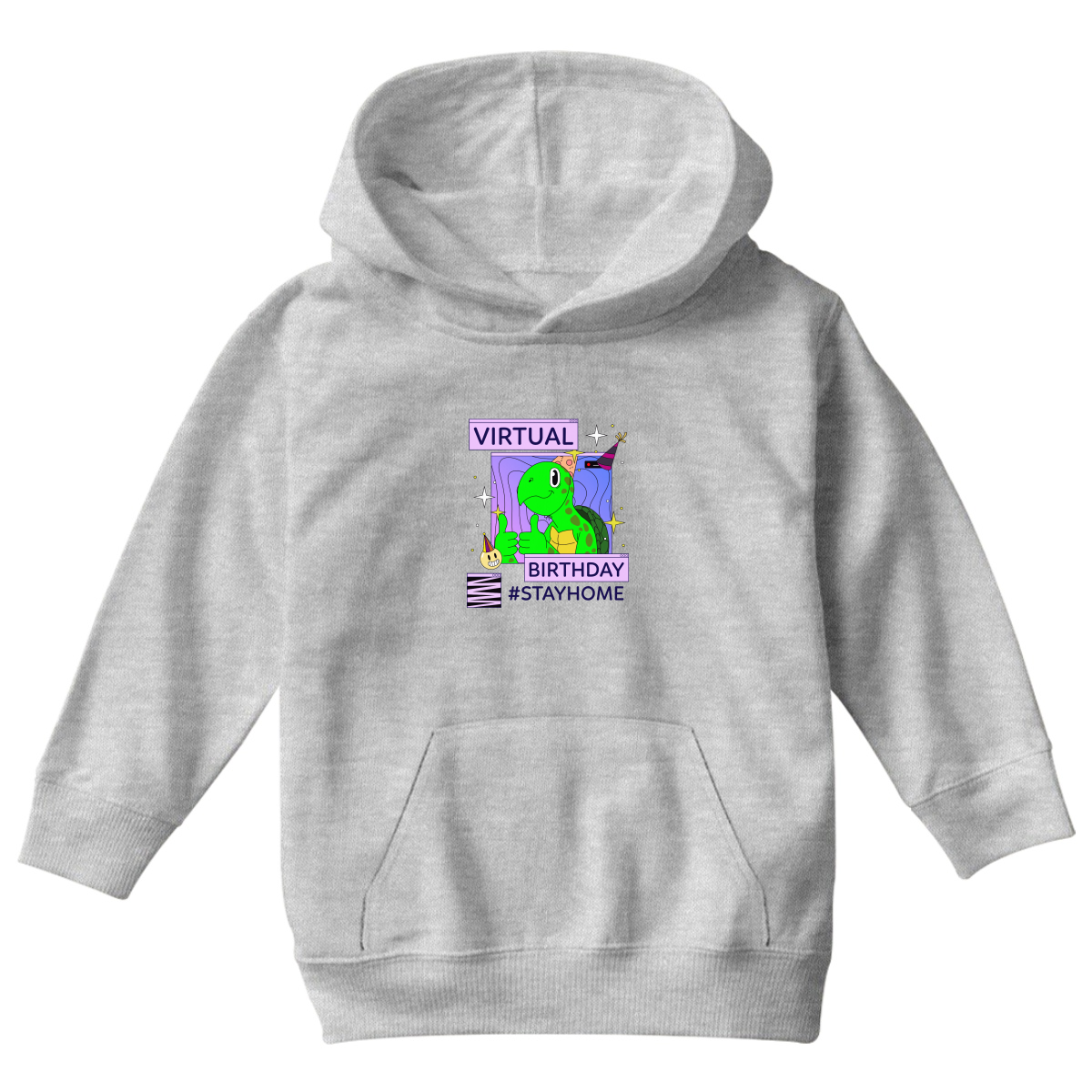 Virtual Party Stay Home Kids Hoodie | Gray