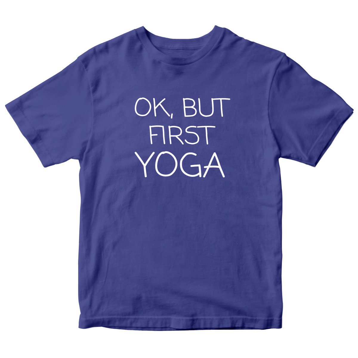 Ok But First Yoga Kids T-shirt | Blue
