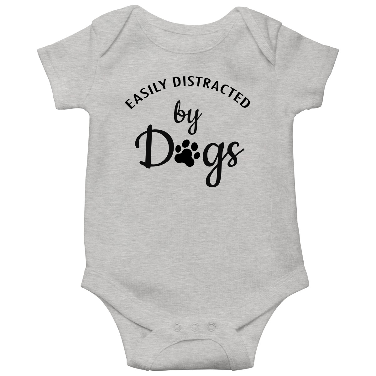 Easily Distracted By Dogs Baby Bodysuits | Gray