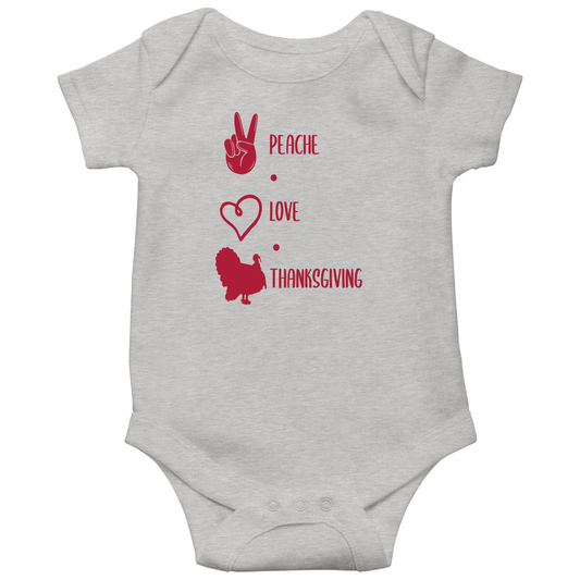 Peace Love Thanksgiving Baby Bodysuits | Gray