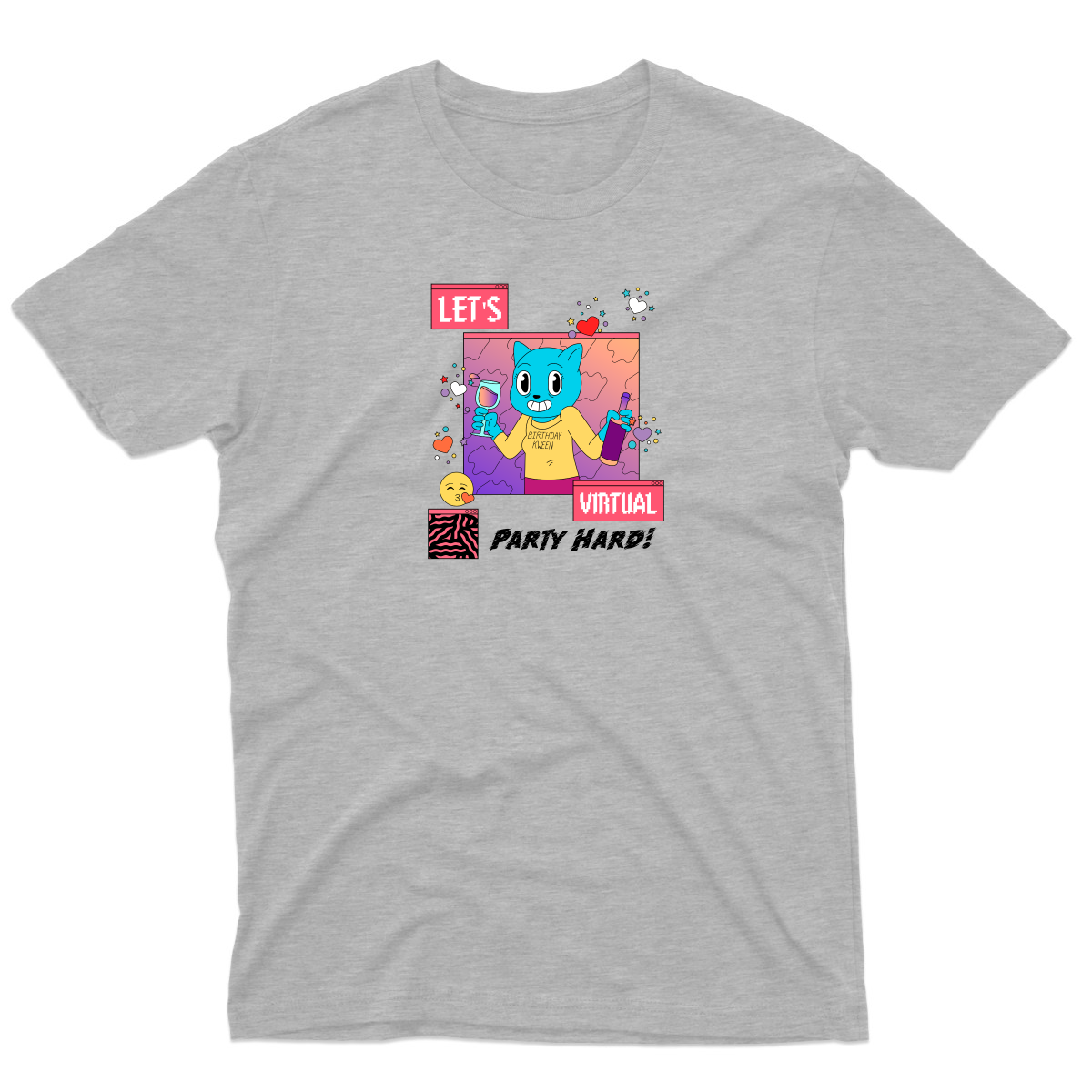 Happy Birthday Let's Virtual Party Men's T-shirt | Gray