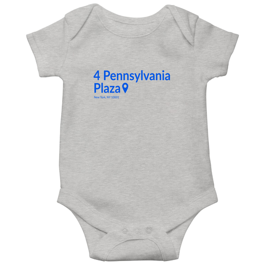 New York Basketball Stadium Baby Bodysuits | Gray