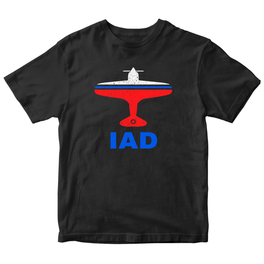 Fly Washington D.C. IAD Airport Kids T-shirt | Black