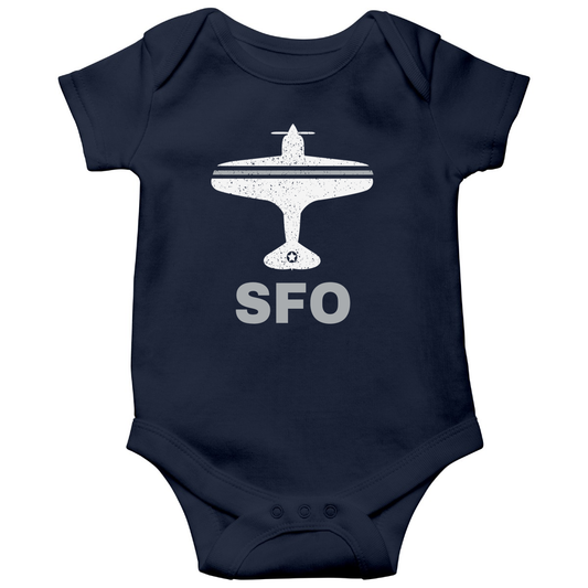 Fly San Francisco SFO Airport Baby Bodysuits | Navy