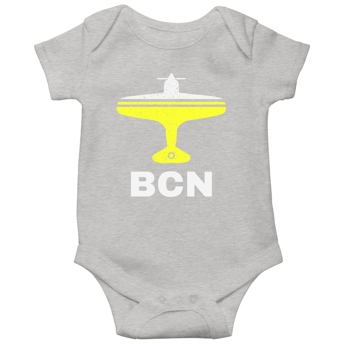 Fly Barcelona BCN Airport Baby Bodysuits | Gray
