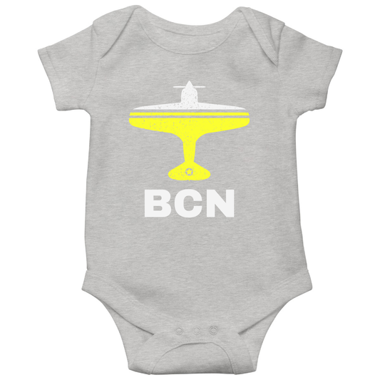 Fly Barcelona BCN Airport Baby Bodysuits | Gray