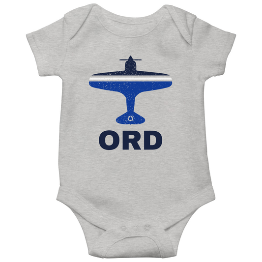 Fly Chicago ORD Airport Baby Bodysuits | Gray