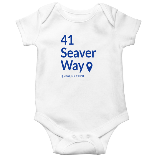 New York Baseball Stadium QNY Baby Bodysuits | White