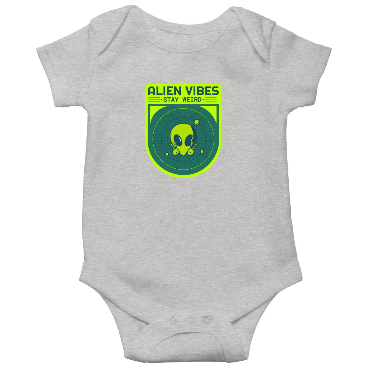 Alien Vibes Baby Bodysuits | Gray
