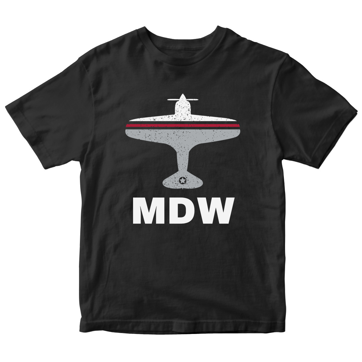 Fly Chicago MDW Airport Kids T-shirt | Black