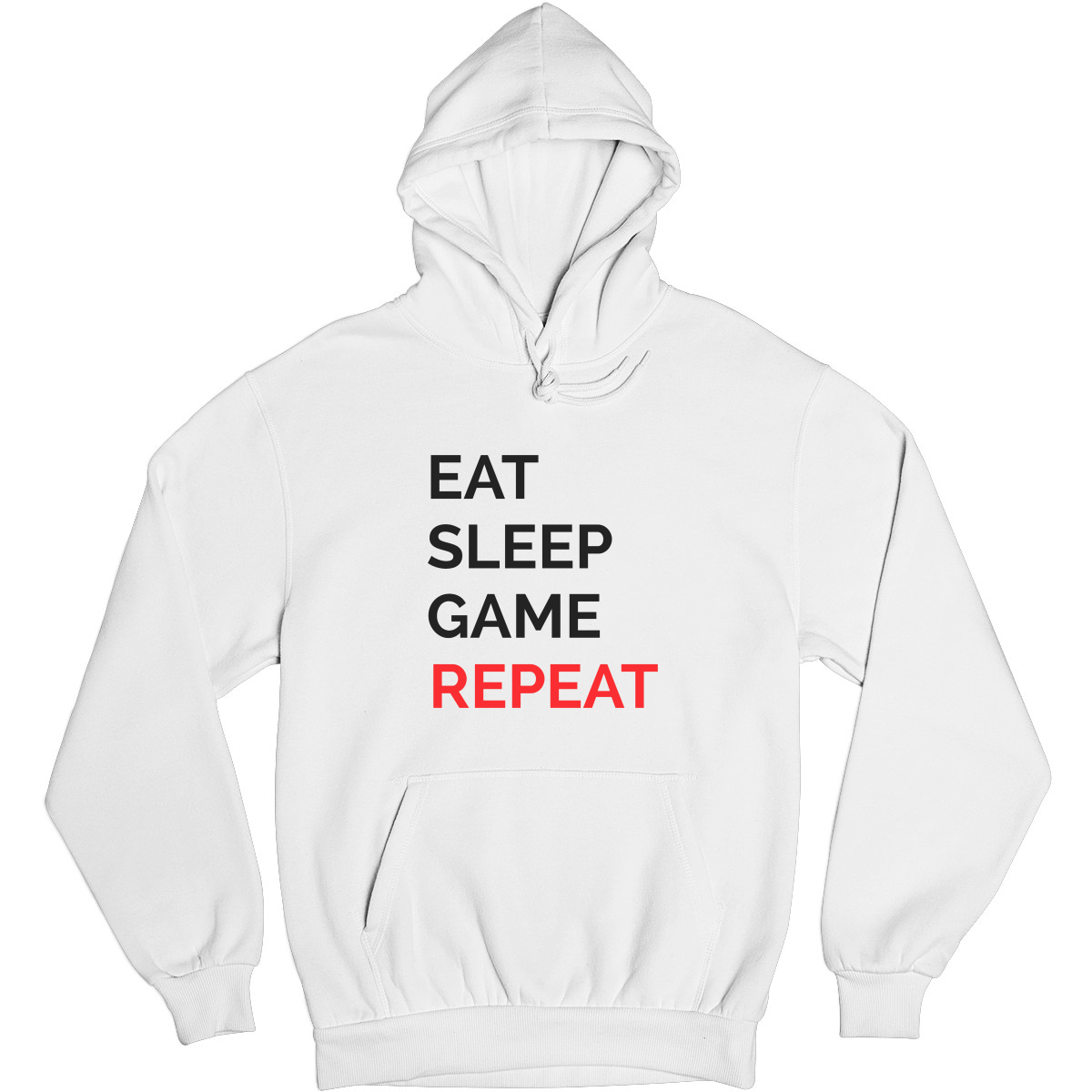 Eat Sleep Game Repeat Unisex Hoodie | White