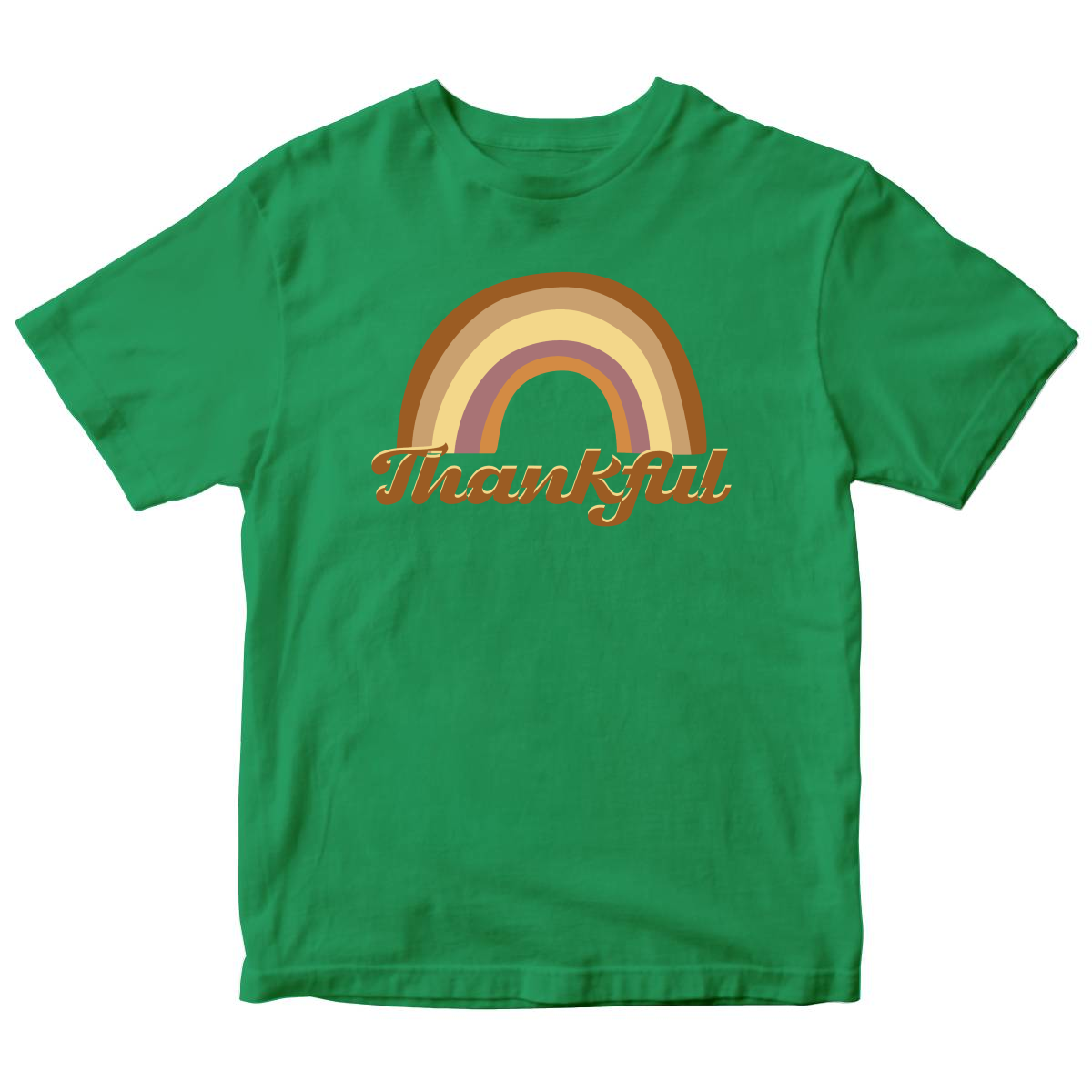 Thankful Retro Rainbow Kids T-shirt | Green