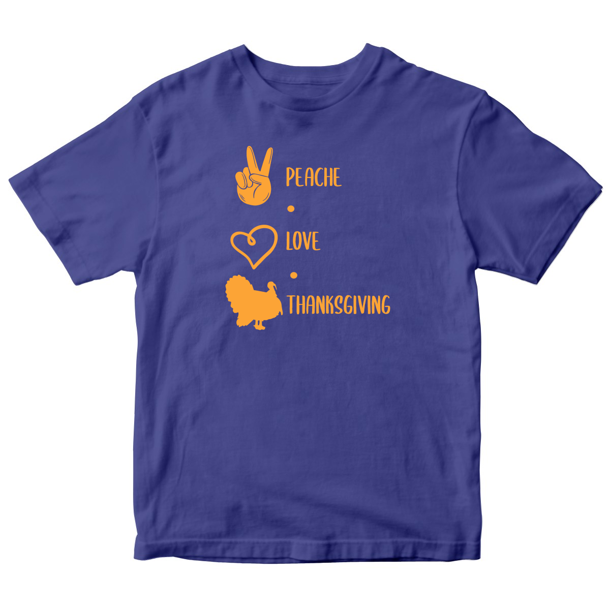 Peace Love Thanksgiving Kids T-shirt | Blue