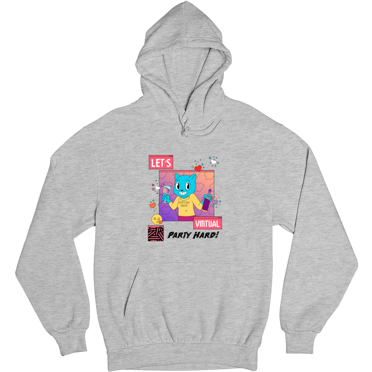 Let's Virtual Party Hard Unisex Hoodie | Gray