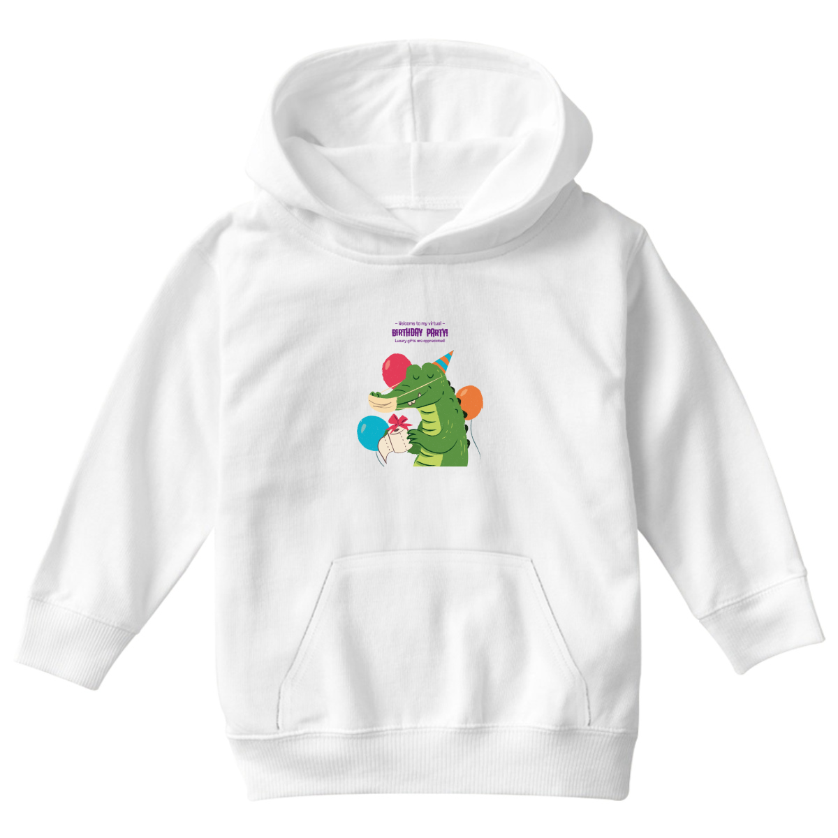 Welcome to My Virtual Birthday Party Kids Hoodie | White