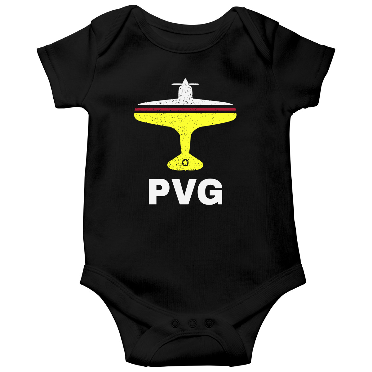 Fly Shanghai PVG Airport Baby Bodysuits | Black