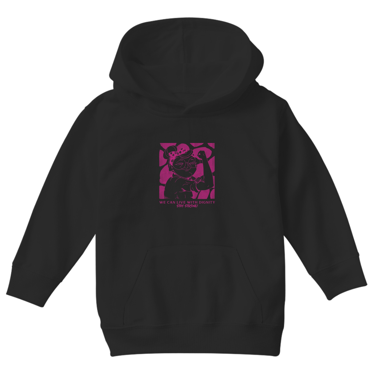We can live with dignity STAY STRONG! Kids Hoodie | Black