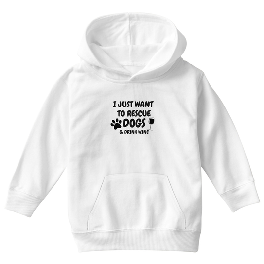 Dogs and Drink Wine Kids Hoodie | White