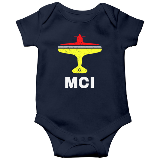 Fly Kansas City MCI Airport Baby Bodysuits | Navy