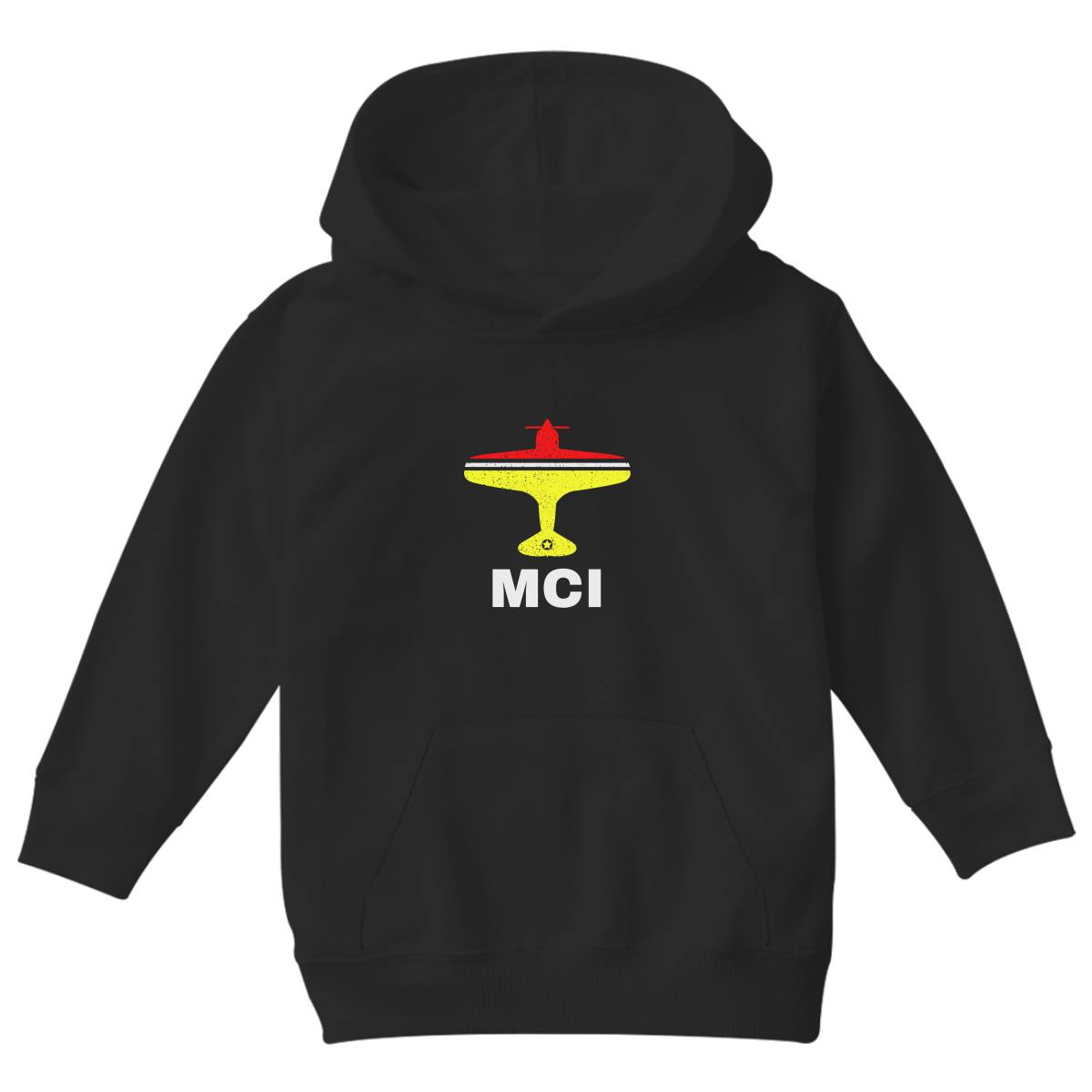Fly Kansas City MCI Airport Kids Hoodie | Black