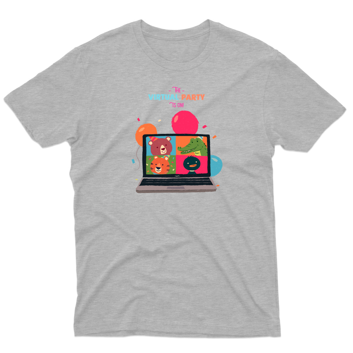 The Virtual Party is on Men's T-shirt | Gray
