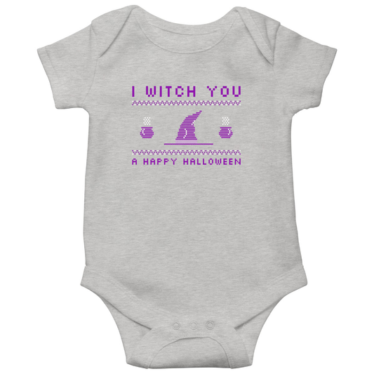 I Witch You a Happy Halloween Baby Bodysuits | Gray