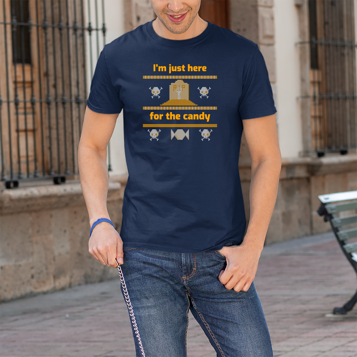 I'm Just Here For the Candy Men's T-shirt | Navy