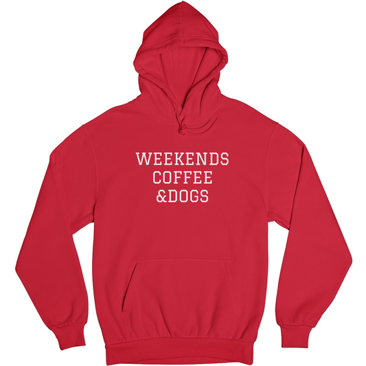 Weekends Coffee & Dogs Unisex Hoodie | Red