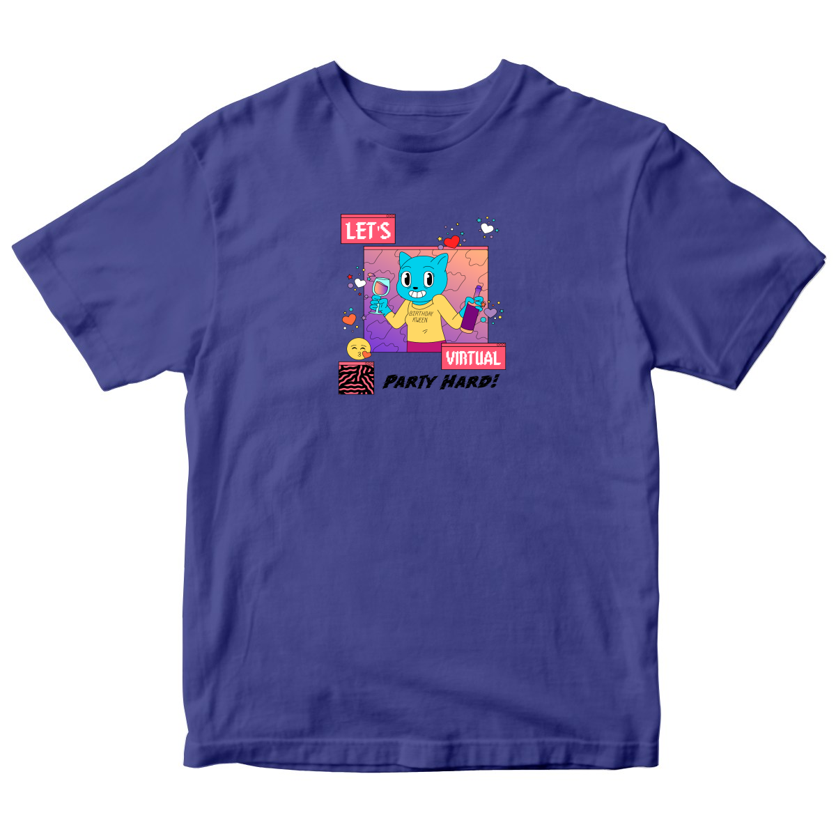 Happy Birthday Let's Virtual Party Toddler T-shirt | Blue