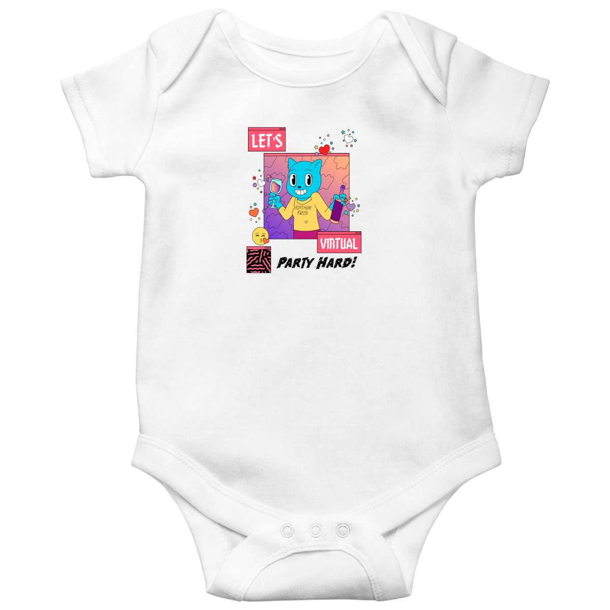 Let's Virtual Party Hard Baby Bodysuits | White