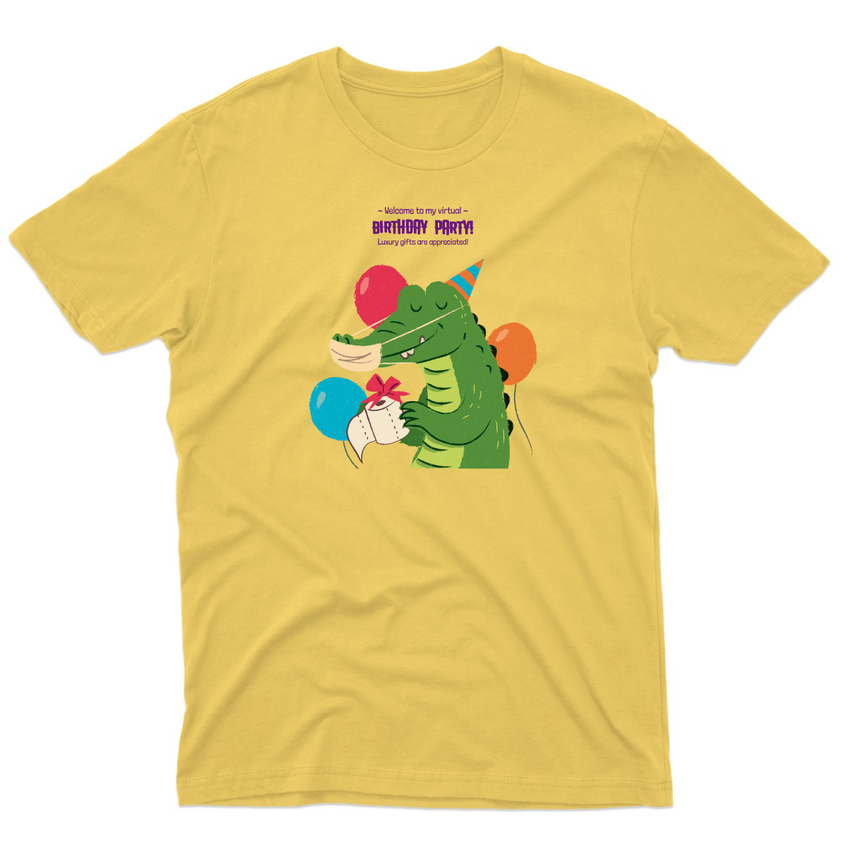 Welcome to My Virtual Birthday Party Men's T-shirt | Yellow
