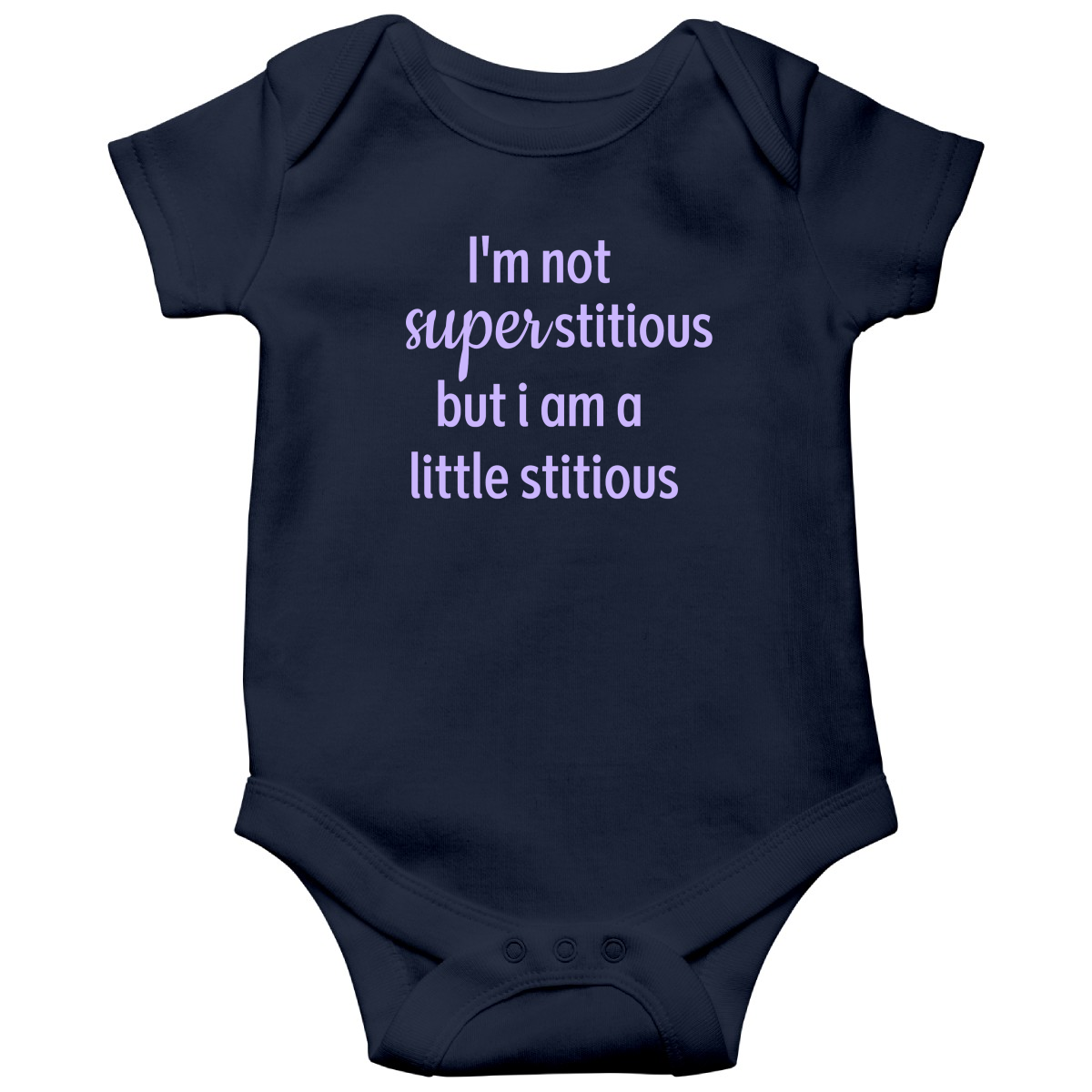 I'm Not Superstitious but I am a Little Stitious Baby Bodysuits | Navy