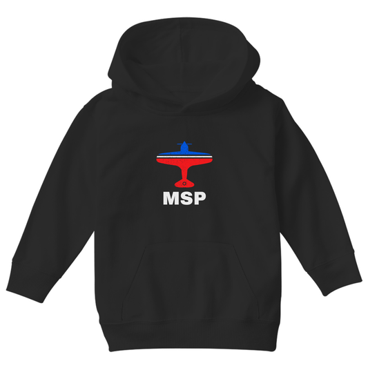 Fly Minneapolis MSP Airport Kids Hoodie | Black