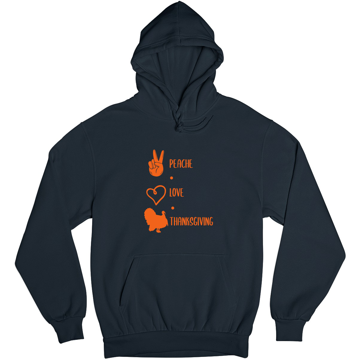 Peace Love Thanksgiving Unisex Hoodie | Navy