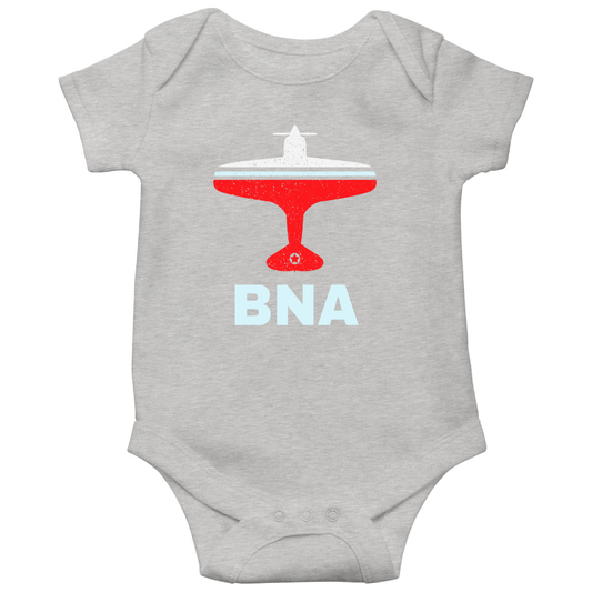 Fly Nashville BNA Airport Baby Bodysuits | Gray